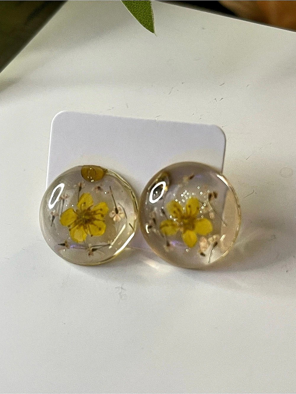 Clear Floral Stud Earrings